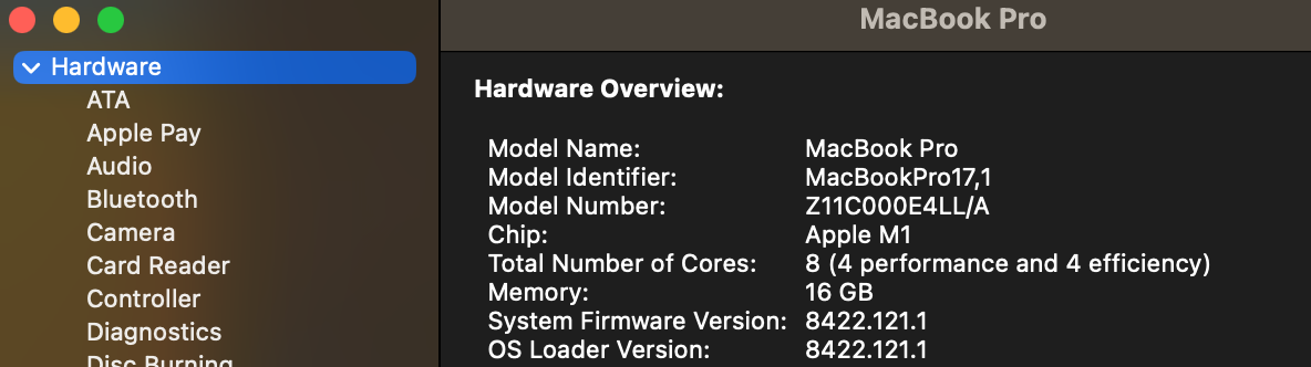 Mac system report screen