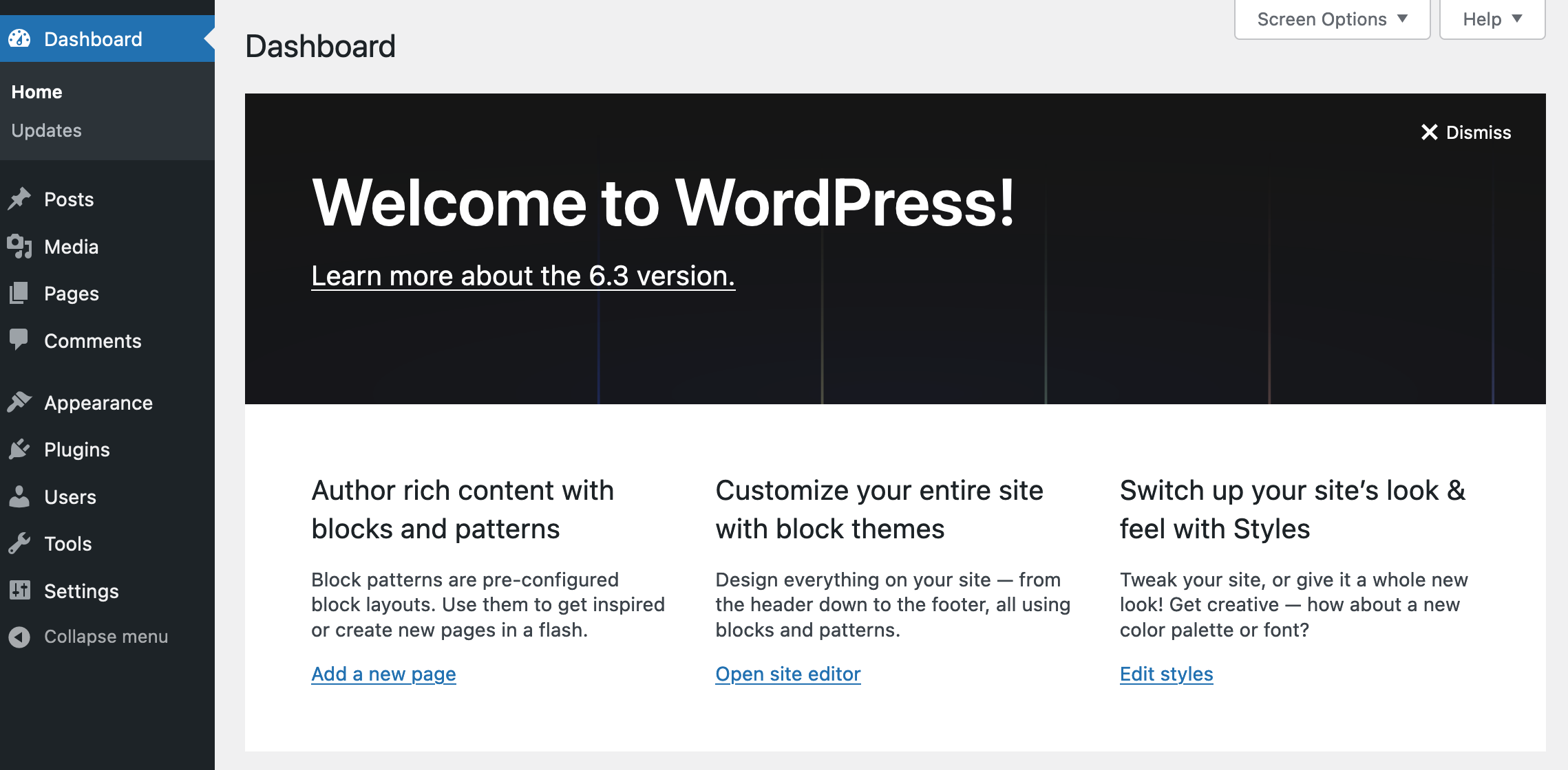 WordPress Dashboard
