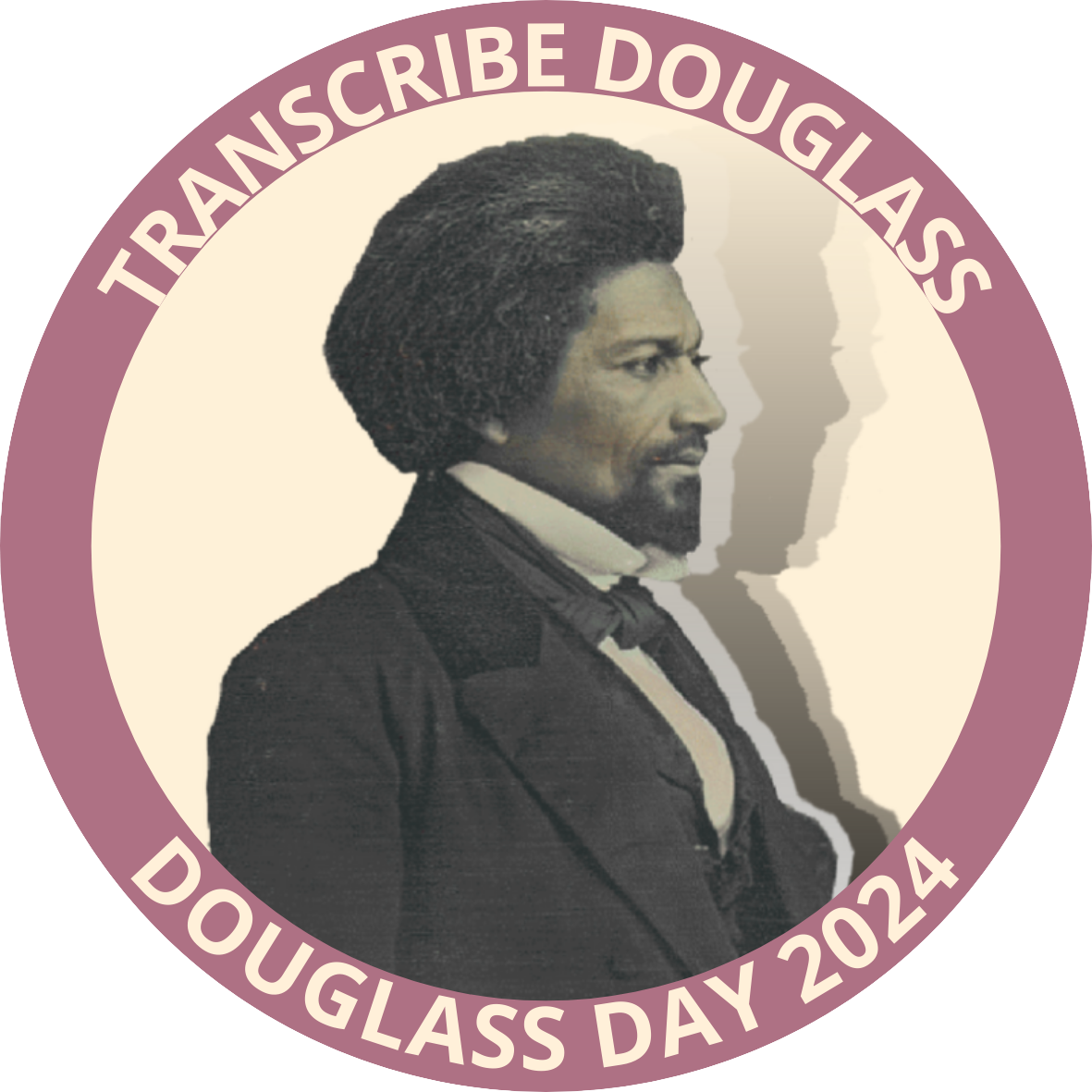 Transcribe Douglass sticker showing Douglass\' face in profile