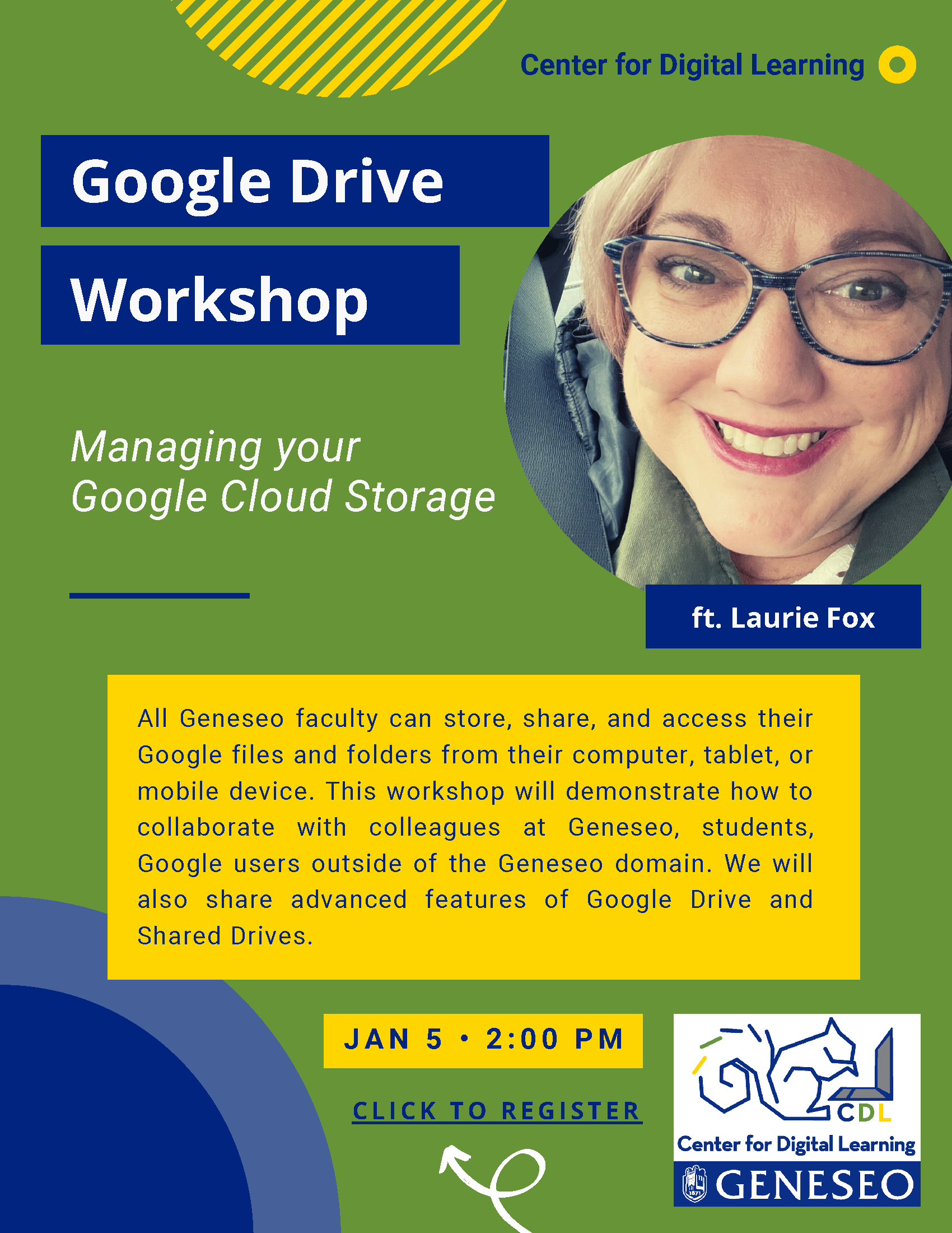 CDL Managing Your Google Cloud Storage workshop flyer