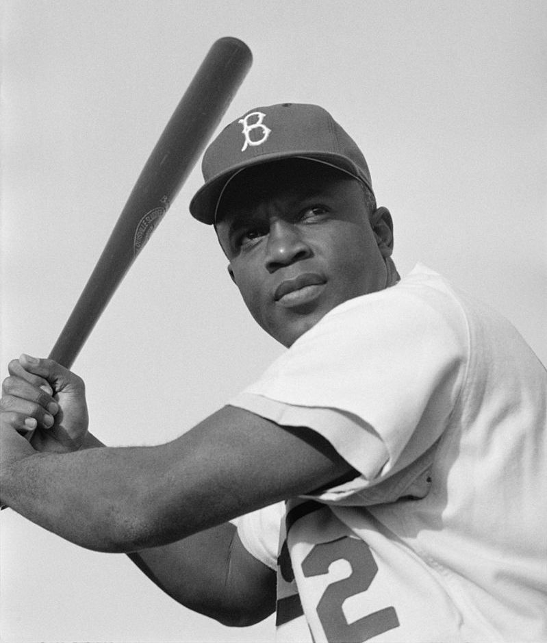 Jackie Robinson at bat in 1954